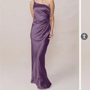 Revelry Jade Satin Gown in Dusty Plum
